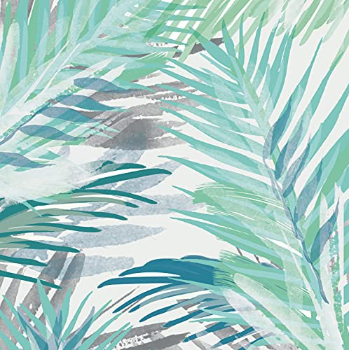 Rasch Tapeten 100853 - Fototapete mit Blau-Grünem Palmblatt in Aquarell-Optik aus der Young Artists Kollektion - 2,80m x 2,79m (L x B)