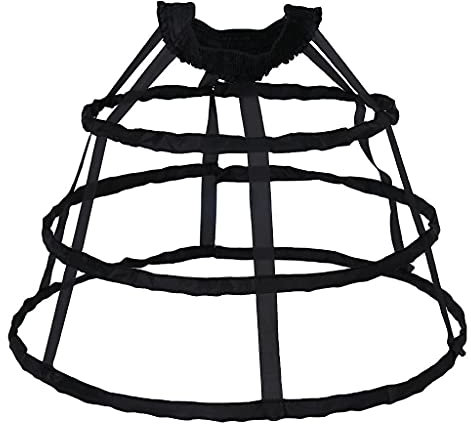 Linghe 3 pendientes de aro Pannier enagua ahueca hacia fuera jaula de pájaros falda boda novia volantes cintura ancha crinolina slip enagua ajetreo, Negro , Talla única