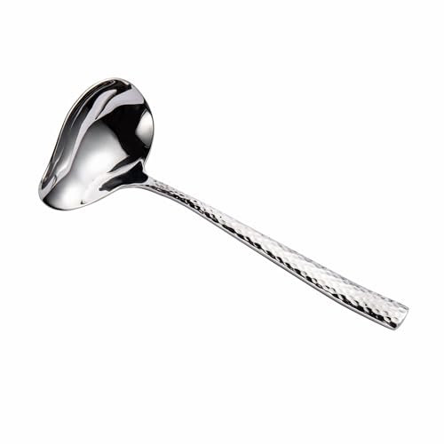 IMEEA 18/10 Edelstahl Saucenlöffel mit Gießmund Spiegelglänzend Soßenlöffel Spülmaschinengeeignet 19cm(Silber)