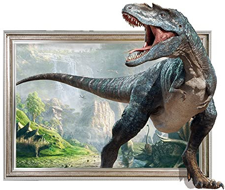 EXQULEG 3D Wandtattoo,Durchbruch Wandaufkleber für Kinderzimmer,Dinosaurier 3D Wandtattoo für Junge Mädchen Schlafzimmer Wohnzimmer Badezimmer (KS6688-50X70CM)