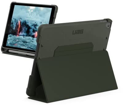 Urban Armor Gear Outback - Funda ecológica para Apple iPad 10.2 (2021/2020 / 2019), diseño biodegradable [funda con función atril, despertar/descanso, tapa frontal magnética, soporte para lápiz de Apple]