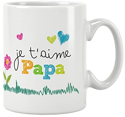 ÉNJA Création Mug CADEAU PAPA - Anniversaire - Noël - Fête. Pour votre Papa/Tasse. Cadeau original. Prix mini. Céramique haute qualité 11oz - 320 ML (PAPA MODELE 2)