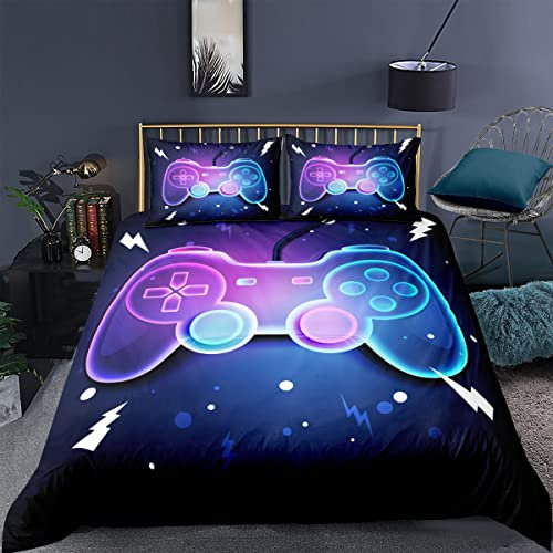 huitutu Spieler Bettbezug Set für Jungen Videospiel Bettwäsche 135x200cm Spieler Spielen Bettbezug für Kinder Teen Mädchen Spielzimmer Dekoration Gamepad+ 1 Kissenbezug 80x80cm