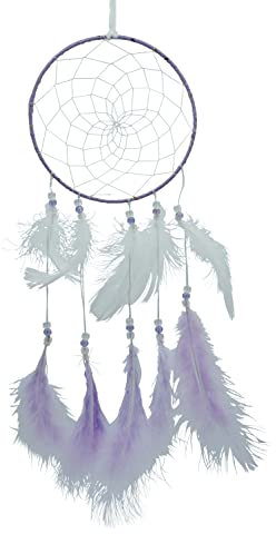 HEITMANN DECO Traumfänger mit Federn, Flieder, ca. 16 x 40 cm, Fliederfarben
