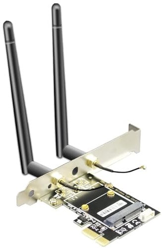 GLOTRENDS WA02 Mini PCIe zu PCIe X1 WiFi Bluetooth Adapter für Mini PCIe WiFi 4/5/6/6e Modul/Coral TPU Modul, mit 3.5-dBi SMA Antennen Kits