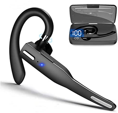 Einohr-Headset, monaurales Headset mit Geräuschunterdrückung, Ohrhörer mit um 360 Grad drehbarem Ohrbügel, LED-Anzeige, 400 Stunden Lange Standby-Zeit
