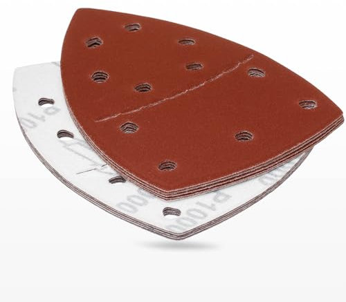 YoiYee 1000 Körnung Schleifblatt Set, Maus Detail Schleifpapier, Delta Dreieckiges Schleifpapier, Klettverschluss, 11 Löcher, Zubehör für Multischleifer Rot, 10 Stück