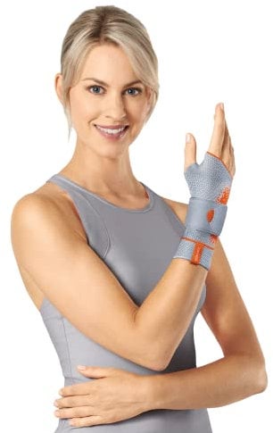 SPORLASTIC – MANUDYN SUPREME Handgelenkbandage rechts 3D-Gestrick– Orthopädische Handgelenkstütze mit anatomischer AIR-MATRIX Silikonpelotte zur Unterstützung des Ulnarköpfchens - Platinum Größe S