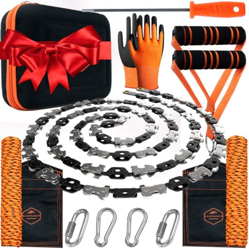 CAMPNDOOR Tronçonneuse à corde à main avec 48 lames de 133 cm