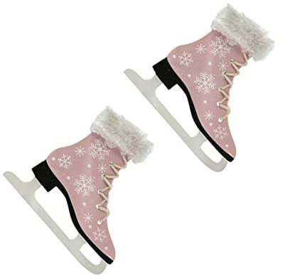 Parliky Holz Schlittschuh Anhänger Holzdekor Weihnachtsbaum Dekoration Party Schmuck Hängend Rosa