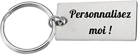 Porte-clés Personnalisable Gravure Laser plaque rectangulaire Cadeau Original Unique Personnalisé Prénom 2 Lignes Message Acier Inoxydable Fête Anniversaire Identité Date Citation Texte