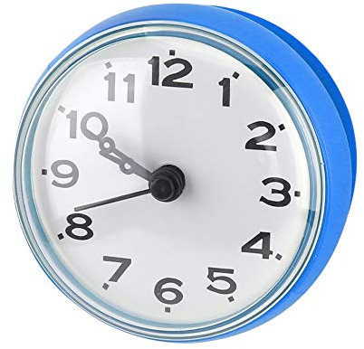 Yitre Horloge de Salle de Bain Attachée, avec Ventouse Silencieuse, Horloge étanche à la Mode, pour la Cuisine pour la Salle de Bain ou la Cuisine (Bleu)