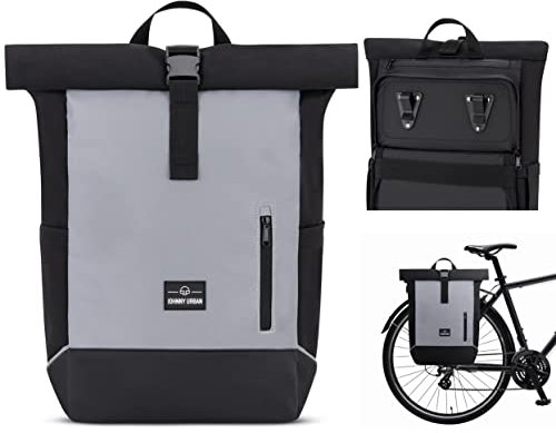 Johnny Urban Fahrradtaschen für Gepäckträger Damen & Herren Schwarz - Robin Medium Bike - 2 in 1 Fahrrad Tasche Rucksack & Gepäckträgertasche Hinten - Wasserabweisend