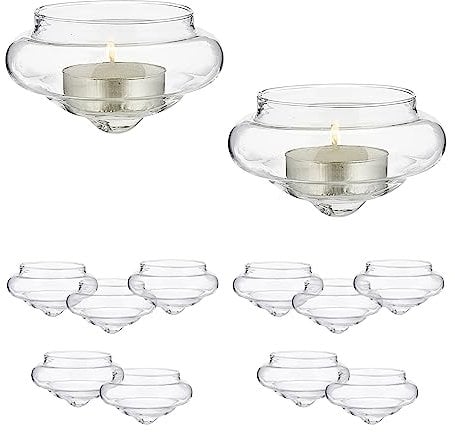 Relaxdays Schwimmwindlicht im 12er Set Pack 12 Portavelas Flotantes, Soportes Velitas de Té, 4,5 x 8 cm, Decoración Bañera y Piscina, Transparente