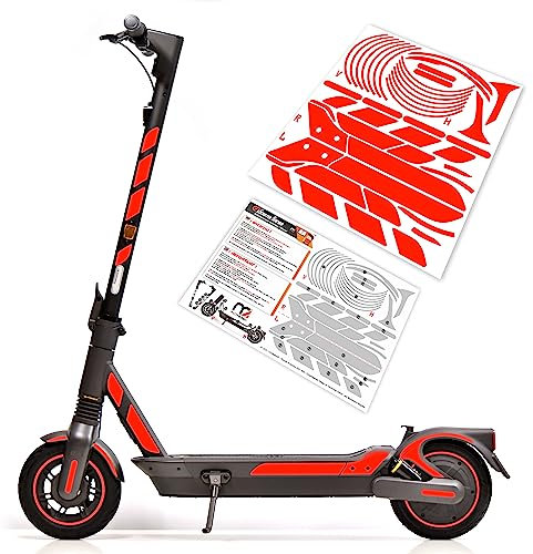 m2medien Aufkleber-Set/Sticker Set geeignet für Segway Ninebot MAX G2D E-Scooter - 46-teilig auf 35x40cm Bogen (Neon-Rot (Rotorange))
