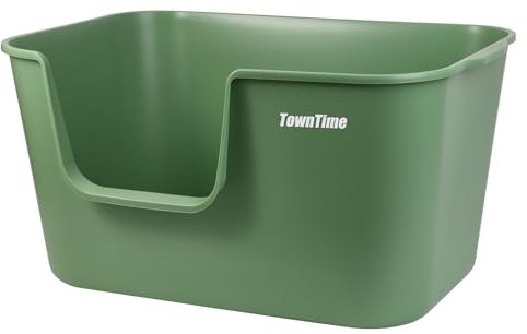 TownTime Lettiera extra large con lati alti, 62,5 cm di lunghezza x 16,92 cm di larghezza x 12,99 cm di altezza, anti-schizzi, montaggio senza attrezzi, lettiera per gatti, lettiera jumbo (verde)