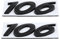 Lot de 2 autocollants 106 pour voiture, moto, côté arrière, noir