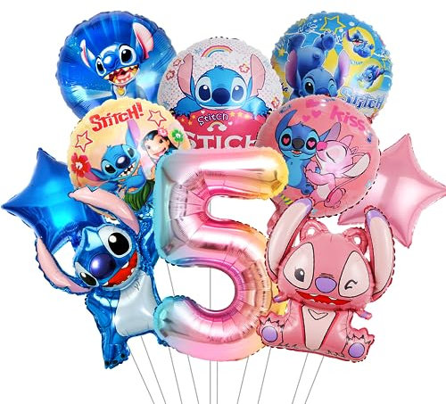 Kindergeburtstag Deko Luftballons 5 Jahre, Blau und Rosa Ballons Geburtstags 5 Jahre, Themed Party Supplies Folienballon für Junge Mädchen zum 5. Geburtstag Party Deko