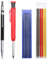 Scettar 2 Pcs Crayon de Charpentier Mécanique avec Taille-Crayon Intégré et 18 Recharge, Outils de Scribe Marquage de Menuiserie Mentale, Crayons Automatiques à Long nez pour le Dessin et la