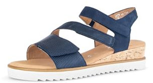 Gabor Damen Keilsandalen, Frauen Sandalen,Moderate Mehrweite (G),Keilsandaletten,Keilabsatz,Wedge-Heel,bequem,Marine k. (Kork),37 EU / 4 UK