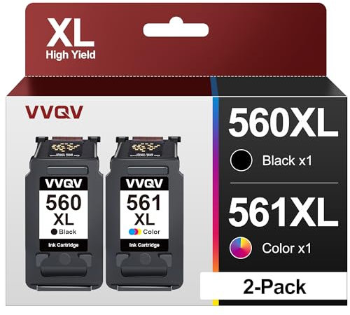 VVQV PG-560XL CL-561XL Druckerpatronen Multipack PG560 CL561 Tintenpatrone für Canon 560 561 560XL 561XL Patronen für Pixma TS5350 TS5351 TS5352 TS5353 TS7450 TS7451 (1 Schwarz 1 Tri-Color)