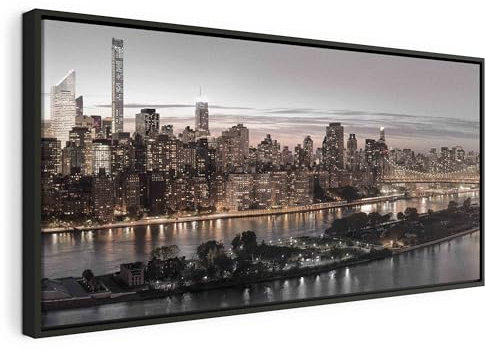 murando - Bilder mit Rahmen New York 80x40 cm Wandbilder groß Leinwandbild XXL schwarzer Holzrahmen modern Wanddekoration Kunstdruck Wanddeko Wohnzimmer Schlafzimmer c-B-0165-b-d
