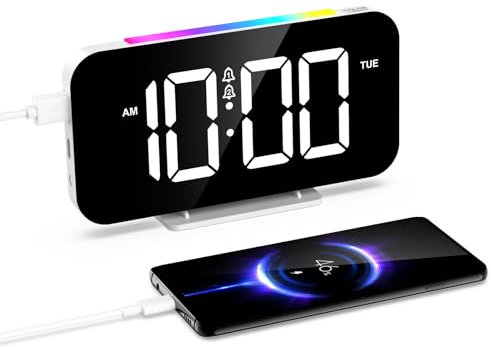 Ankilo Smartes LED-Wecker,6.6in Großbildleinwand mit RGB-Ambientelicht & Notstromfunktion – Ihr 24/7 Schlafcoach und Stimmungsmanager