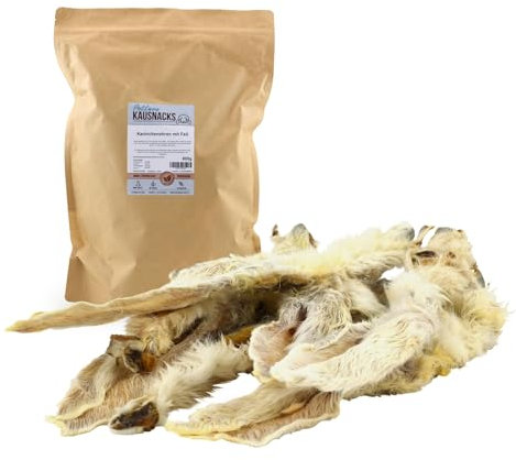 PetLove Kaninchenohren mit Fell (800g) • Kausnack für Hunde & Katzen • 100% natürliches Trockenfleisch • Langer Kauspaß & Snack für Hunde • Leicht verdaulich & nahrhaft • Hunde Leckerli