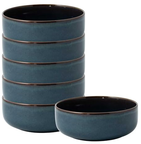 Villeroy & Boch like. by Crafted Denim Bol 6er Set, 16 cm, Müslischale mit Reaktivglasur, Premium Porzellan, Blau, 19-5168-1900