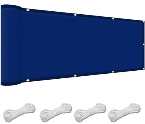 Sonnensegel Wasserabweisend 90 x 800 cm Wetterschutz Wasserabweisend Balkon Sichtschutz Uv-Schutz-Polyestergewebe mit Seil Ideal für Schwimmbäder Partys Und Outdoor-Aktivitäten, Dunkelblau