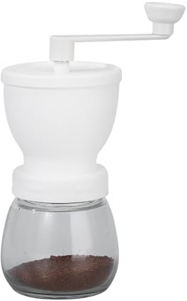Manual Coffee Grinder, Portable Coffee Grinder, Adjustable Coarseness Ceramic Mill Coffee Grinder with Transparent Storage Jar, for Home,School,Office (White)