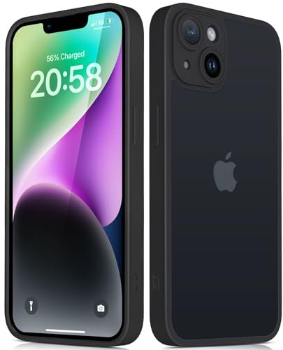 Mootobo for iPhone 14 Case 6.1 inch, Matte Shockproof Bumper Phone Cover, Military-Grade Protection 360°Full Body Frosted Translucent Back Anti-Fingerprint Phone Case for iPhone 14 (Black)