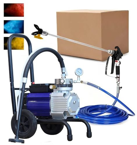 Pulvérisateur de Peinture sans air avec Chariot 1,8 L/Min, jusqu'à 0,5 Gal/Min avec 1 Pistolet pulvérisateur et Tuyau de 10 m, Machine de Peinture électrique 700 W pour la pulvérisation de Murs inté