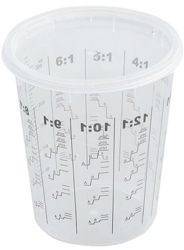 IEFIEL 10 Set Plastic Measuring Cups with Lids Clear Mixing Cups for Paint Mixing Epoxy Resin Oil Thinner Clear 400ml