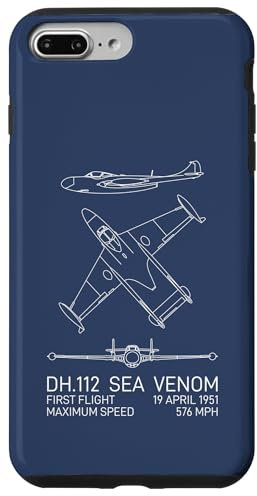 iPhone 7 Plus/8 Plus Sea Venom British 1950s Jet Plane Blueprints Infographic Case