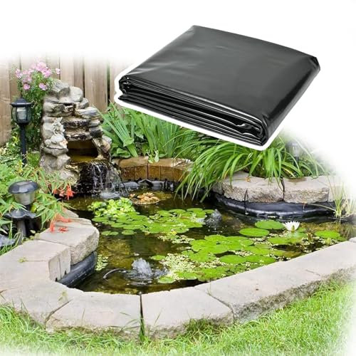 Moubhjd 11x14m Lámina para Estanque,Revestimiento de Goma de Polietileno de Alta Densidad,Liner Piscina,Revestimiento de Estanque Negro para estanques pequeños,estanques de Peces,Fuente de jardín de