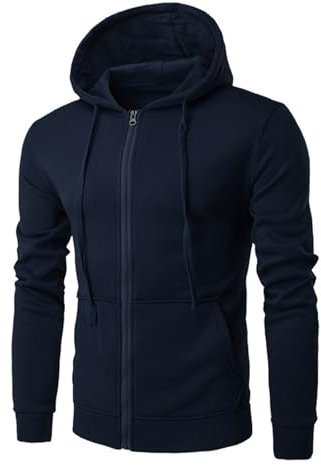 UHouse Sweatjacke Herren mit Kapuze Freizeit Hoodie mit Reißverschluss Sport Kapuzenjacke Lässig Y2k Kapuzenpullover Slim Fit Kaputzensweatjacke Bequeme Sportjacke Deals of The Day Marineblau 3XL