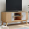 Kangmusi TV-Schrank Olden Grau und Braun 114x43x57 cm Massivholz Kiefer,358601
