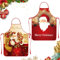 WEILAOK Delantal Navideño de Cocina Para Adultos, Largo Ajustable Con Gráfico de Papá Noel, 80 cm x 60 cm, 2 Piezas