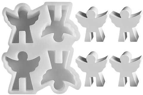 Silikonformen Gießformen Weihnachten Kerzenformen zum Gießen, 4 Stück Mini Silikonform Weihnachten Engel Gips Zum Gießen Gießformen Silikon Gießform Weihnachten Engel Giessformen Silikon