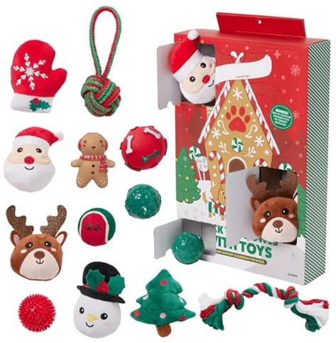 ccuzs Weihnachten Countdown Kalender, 12 Tage Advent, Kauspielzeug für Hund, Quietschbälle Hund, Welpen Adventskalender, Hund Weihnachtskalender, Hundespielzeug Countdown, Hund Adventskalender 2024