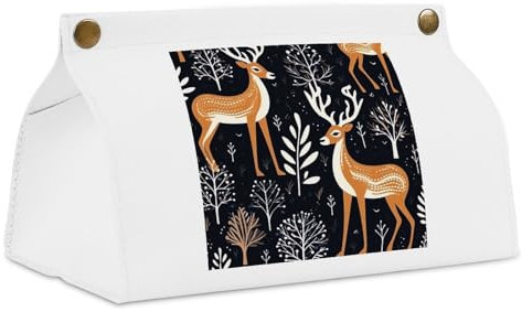 Taschentuchbox mit braunem Hirschmuster, langer Taschentuchhalter, dekorativer Leder-Serviettenspender, stilvolle Taschentuchboxen, Halter für Badezimmer, Büro, Auto, Nachttisch