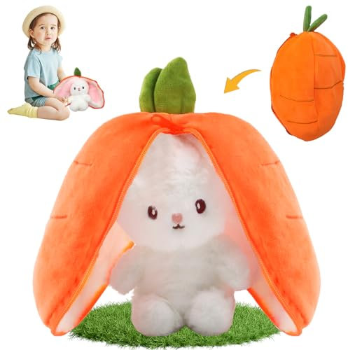HBSFBH Osterhase Plüschtier, Osterhase Kuscheltier, Osterhase Plüsch Wurfkissen, Karotten Kaninchen Plüschtiere, Karotte Kaninchen Plüsch Puppe, Kaninchen Plush Toy, Geschenk für Jungen und Mädchen