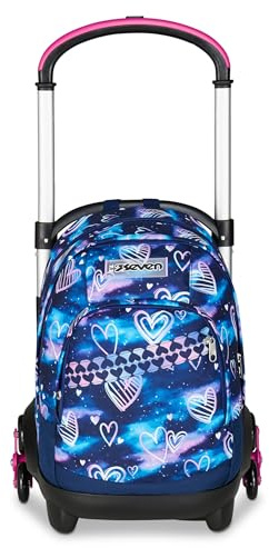 Seven Zaino Trolley Scuola Elementare Bambina 3 ruote, Zaino Sganciabile, Doppio Uso, Spallacci a Scomparsa, viola rosa