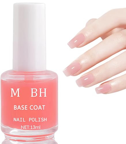 Virellay 13 ML Unterlack für Fingernägel, Rosa Base Coat Nagellack Schnelltrocknend ohne UV-Lampe, Pink Klarlack nagellack, Base Coat ohne Schwitzschicht für Nagelstudio DIY Home (Base Coat, 13 ML)
