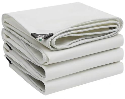 Lona de Lona, ​​2m x 2m 2m x 3m Lona Protectora Gruesa Resistente con Ojales, Cubierta de Suelo para Exteriores, Tiendas de Campaña, Camping, Barcos, Patios, Piscinas, Blanco(2x3m)