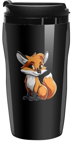 Tazza da caffè con volpe rossa con coperchio isolante, riutilizzabile, da viaggio, 250 ml