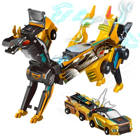 Gonggi Dinosaur Collision Transforming Car, 2 In 1 Collision Deformation Cars, Transformation Car with Crash and Transform Feature Party Gift for Birthday, Christmas