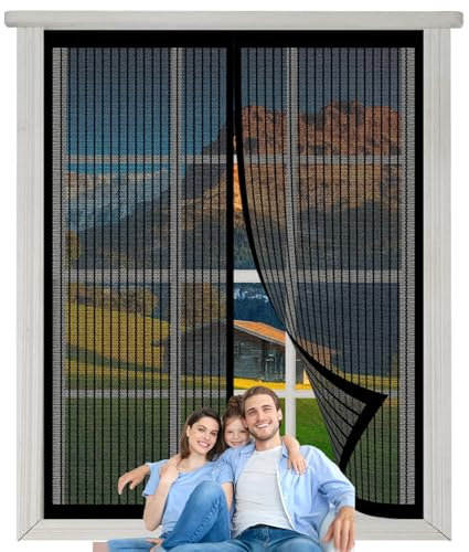 Moustiquaire Fenêtre Sans Perçage 120 x 210 cm Automatiquementfermé Fenêtre D'Écran Magnétique pour Couloirs Portes Patio, Noir