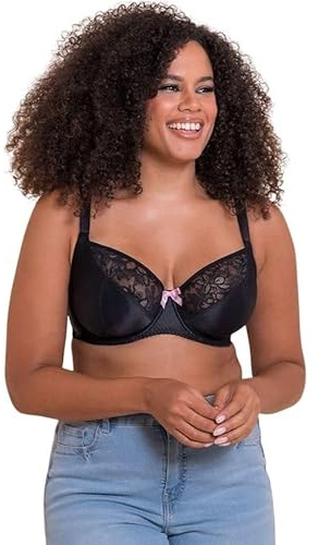 Curvy Kate Spellbound Underwired Balcony Bra Womens Lingerie, Black, D-K